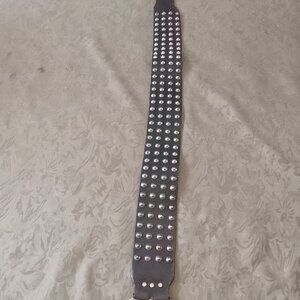 Men's leather studded belt size 36" end to buckle, 2.5" wide